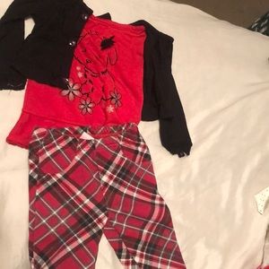 Infants red black and white doggy outfit